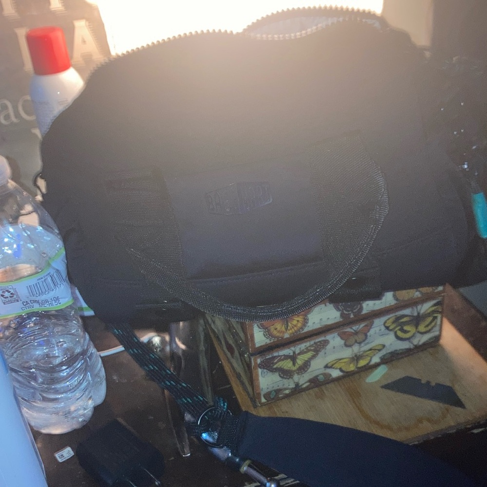 Black Duffel Bag with Smooth Texture